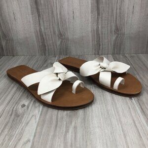 Antonio Melani Sandals Womens 8.5M Loyren Cream White Leather Slip On Flat